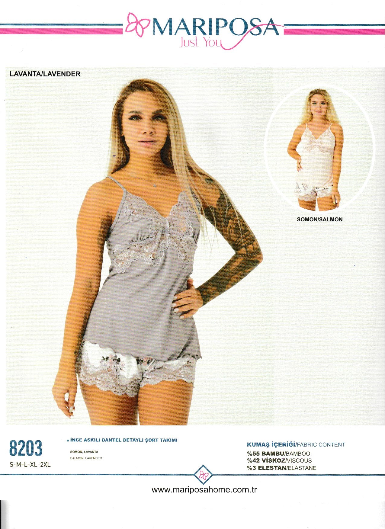 Cotton shorts pajama set with lace T-shirt 8203