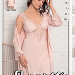 Robe with long sleeve cotton lace shirt 8510