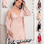Robe with long sleeve cotton lace shirt 8510