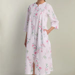 Seersucker Long Floral Robe with Zip-Up Front 867605-122