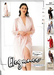 Long sleeve cotton robe with lace 8607