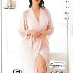 Long sleeve cotton robe with lace 8607