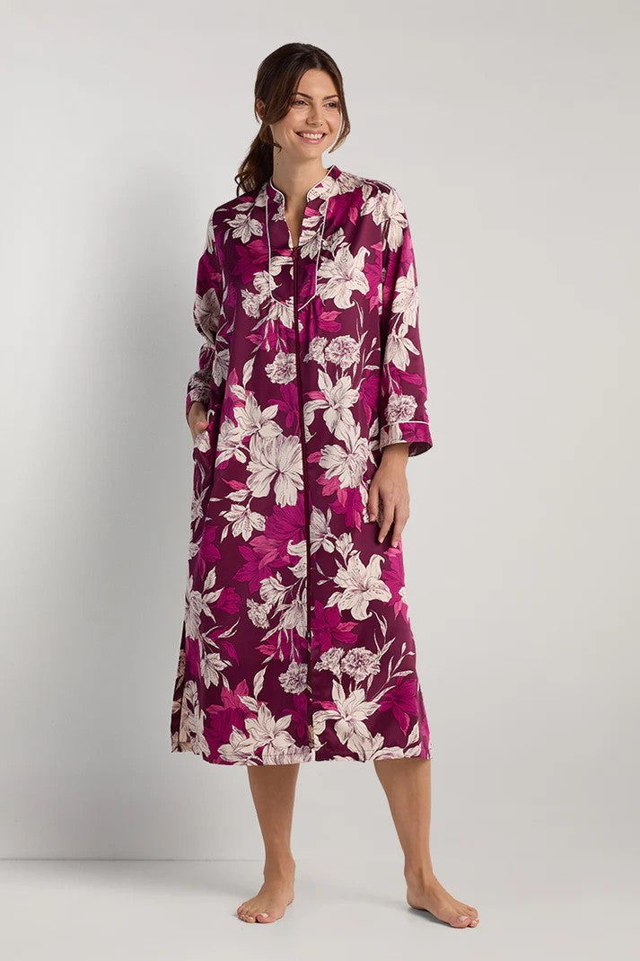 Brushed Back Satin Long Robe 25-866115-613