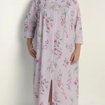 Seersucker Long Floral Robe with Zip-Up Front 867605-122