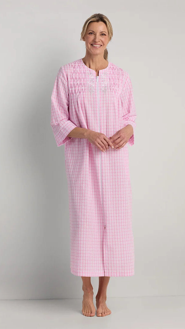 Seersucker Long Zipper Robe 867615-119