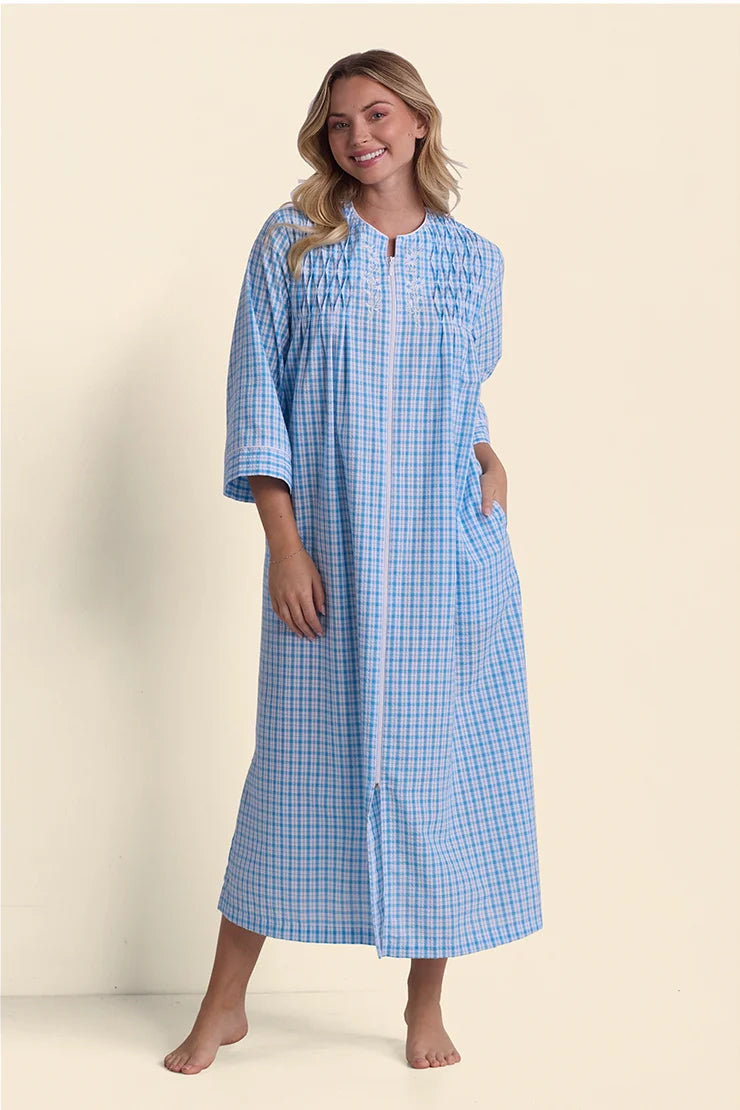Seersucker Long Zipper Robe 867615-123