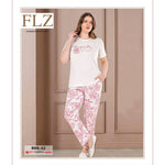 طقم بيجاما نسائي صيفي كبير الحجم من المودال القطني بأكمام قصيرة للمنزل FLZ B88-41