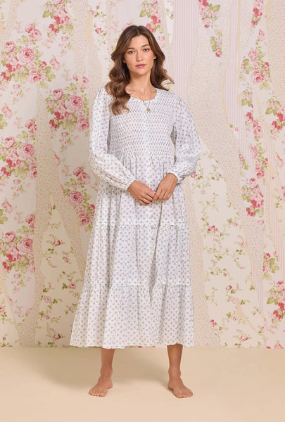 The "Hannah" Heirloom Mistletoe Cotton Lawn Button Front Nightgown 80107-101