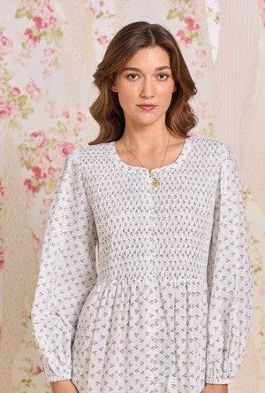 The "Hannah" Heirloom Mistletoe Cotton Lawn Button Front Nightgown 80107-101