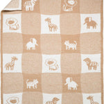 Baby Starters Soft Chenille Jacquard Blanket, Jungle Animals, 30 in. x 40 in., Tan and Beige Patchwork 50773