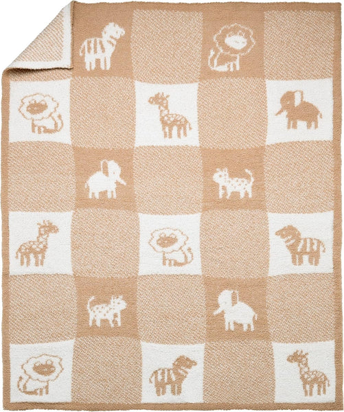 Baby Starters Soft Chenille Jacquard Blanket, Jungle Animals, 30 in. x 40 in., Tan and Beige Patchwork 50773