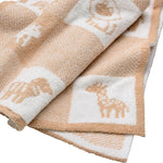 Baby Starters Soft Chenille Jacquard Blanket, Jungle Animals, 30 in. x 40 in., Tan and Beige Patchwork 50773