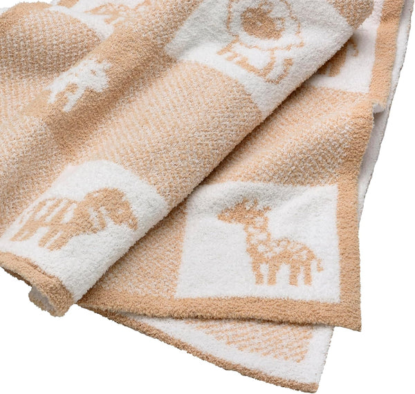Baby Starters Soft Chenille Jacquard Blanket, Jungle Animals, 30 in. x 40 in., Tan and Beige Patchwork 50773