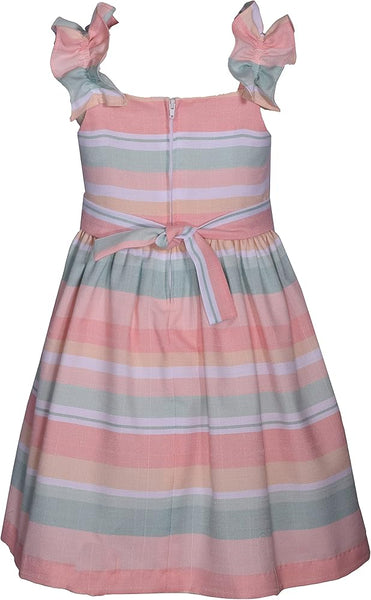 Bonnie Jean Girls Striped Linen Easter Dress R4-11048