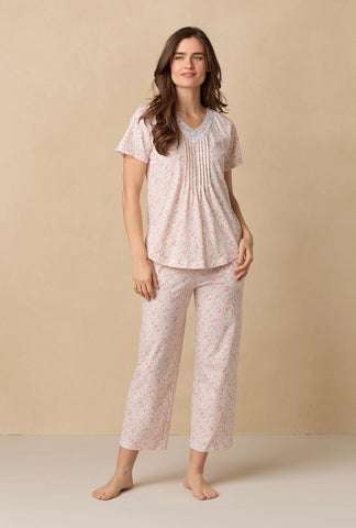Meadow Floral Capri Cotton Knit Pajama Set 92672-163