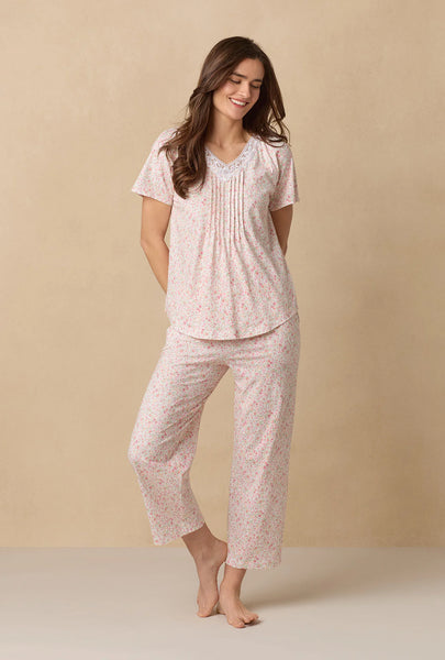 Meadow Floral Capri Cotton Knit Pajama Set 92672-163