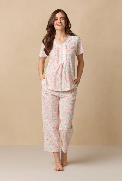 Meadow Floral Capri Cotton Knit Pajama Set 92672-163