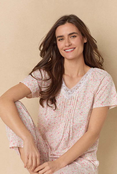 Meadow Floral Capri Cotton Knit Pajama Set 92672-163