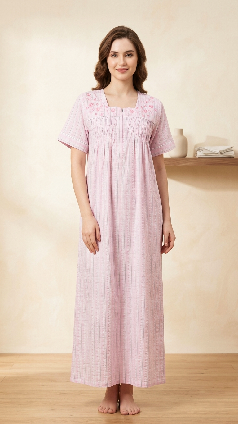 Half-sleeved dress in pure cotton 26-11-A-2