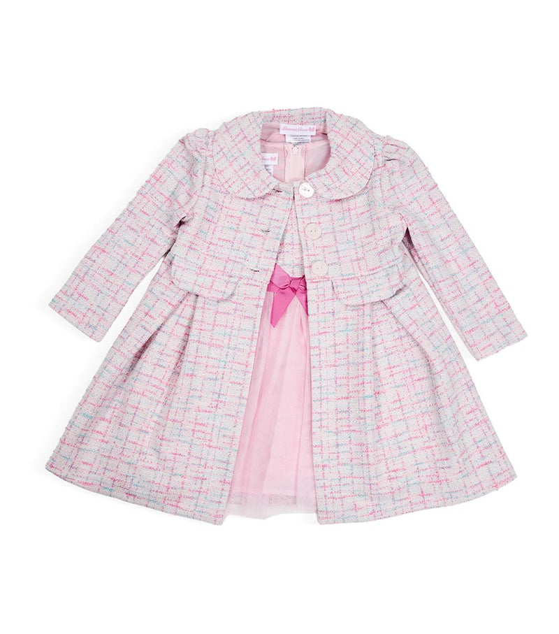 BONNIE BABY Girl Knit Synthetic Dress with Coat, Multicolor R5-15182