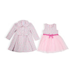 BONNIE BABY Girl Knit Synthetic Dress with Coat, Multicolor R5-15182