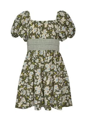 Printed puff sleeve Dress B4-14619