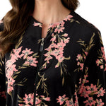women's long luxe fleece zip-front robe featuring a floral design and deep pockets 866565-077