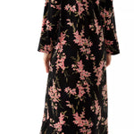 women's long luxe fleece zip-front robe featuring a floral design and deep pockets 866565-077