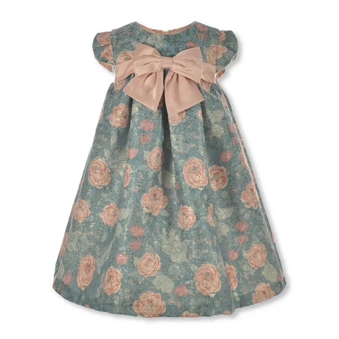 Bonnie Jean Girls' Shimmering Rose Dress - green/multi, 2t (Toddler) 12776