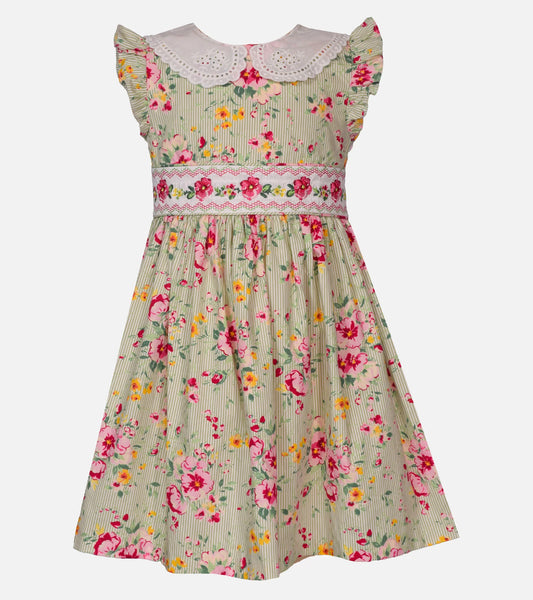 Sophia Vintage Floral Smocked Dress B2-13823