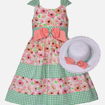 Little Girls 2T-6X Sleeveless Mixed-Media Floral/Check-Printed Fit-And-Flare Dress 13423