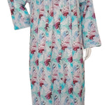 Long-sleeved dress in lightweight pure cotton with lace and front buttons 25-09-B-2