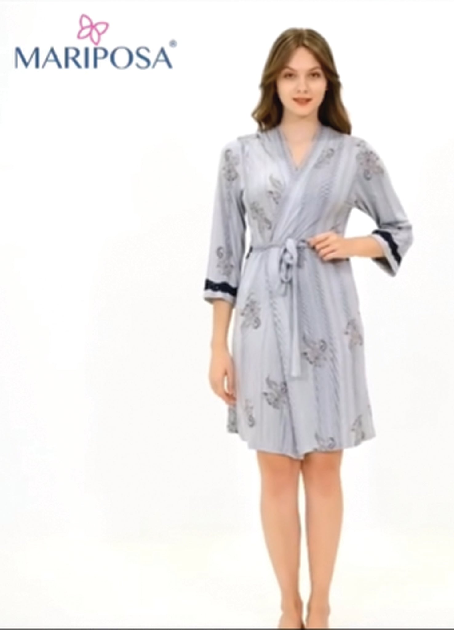 Long sleeve stretch cotton robe 60013