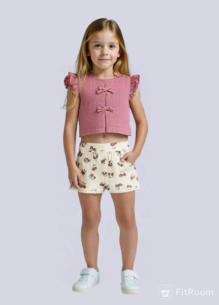 Ribbed top with baby bows /Baby shorts Ref.  26-1202-35/ 26-1089-30