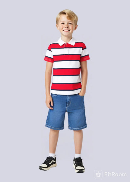 Boy Striped Polo Shirt/Boy Denim Shorts Ref. 26-6217-27/6167-91
