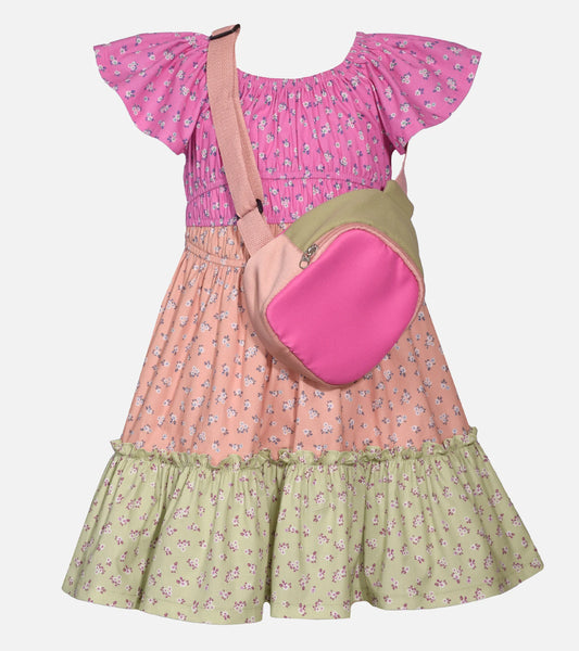 Bailey Mixed Print Dress with Bag B3-13868