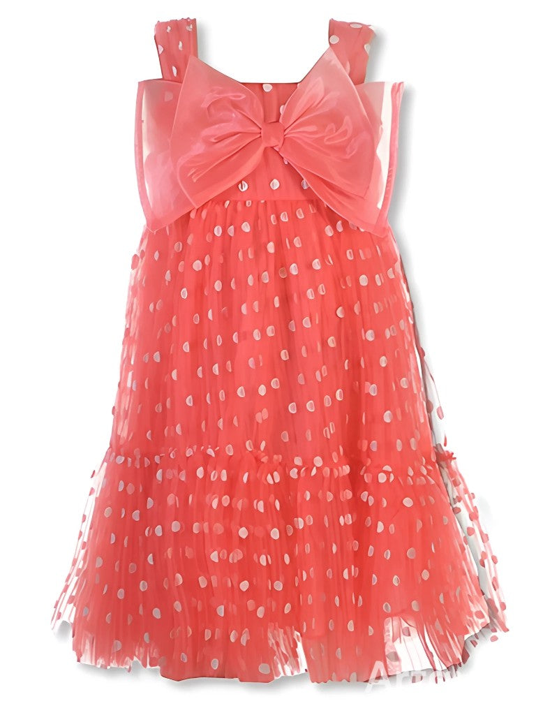 Flocked Dots Dress with Bow S3/S4-13721