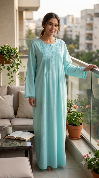 Cool summer cotton dress, long sleeve 25-02-B-2