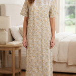 Women's half-sleeved cotton floral dress 25-04-A-3