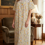 Women's long, short-sleeved cotton dress 25-36-A-3