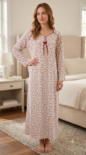 Women's long-sleeved cotton dress RED 134