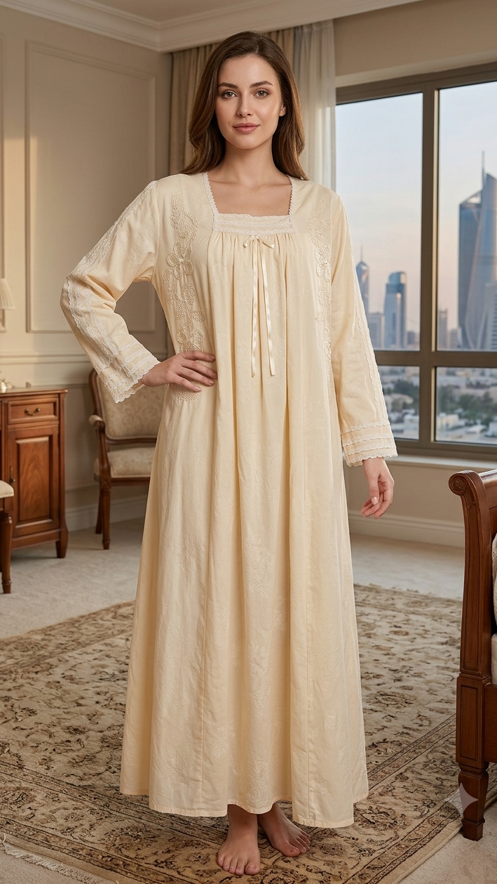 BEIGE soft cotton lace dress 60040-L