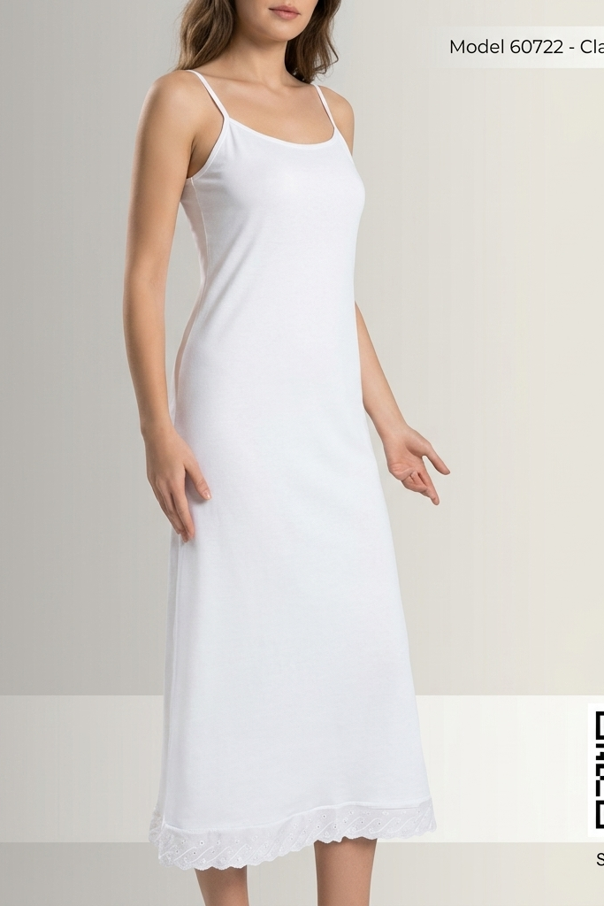 Şahin Women's Long Camisole with Thin Straps, 100% Cotton - Model 60722