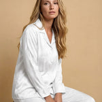 Jasmin Lingerie Women's Comfortable Long-Sleeve Luxury Satin Pajamas – Model 590