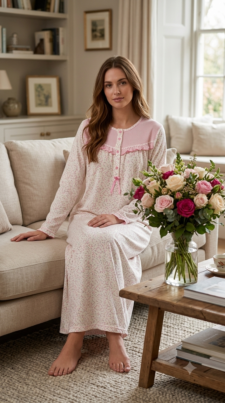 Women's long-sleeved cotton dress PINK 110