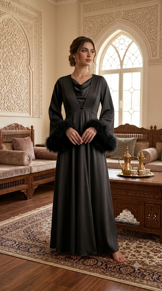 Luxurious satin reception set adorned with soft feathers 60186/L