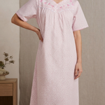 Women's long, short-sleeved cotton dress 25-35-A-3