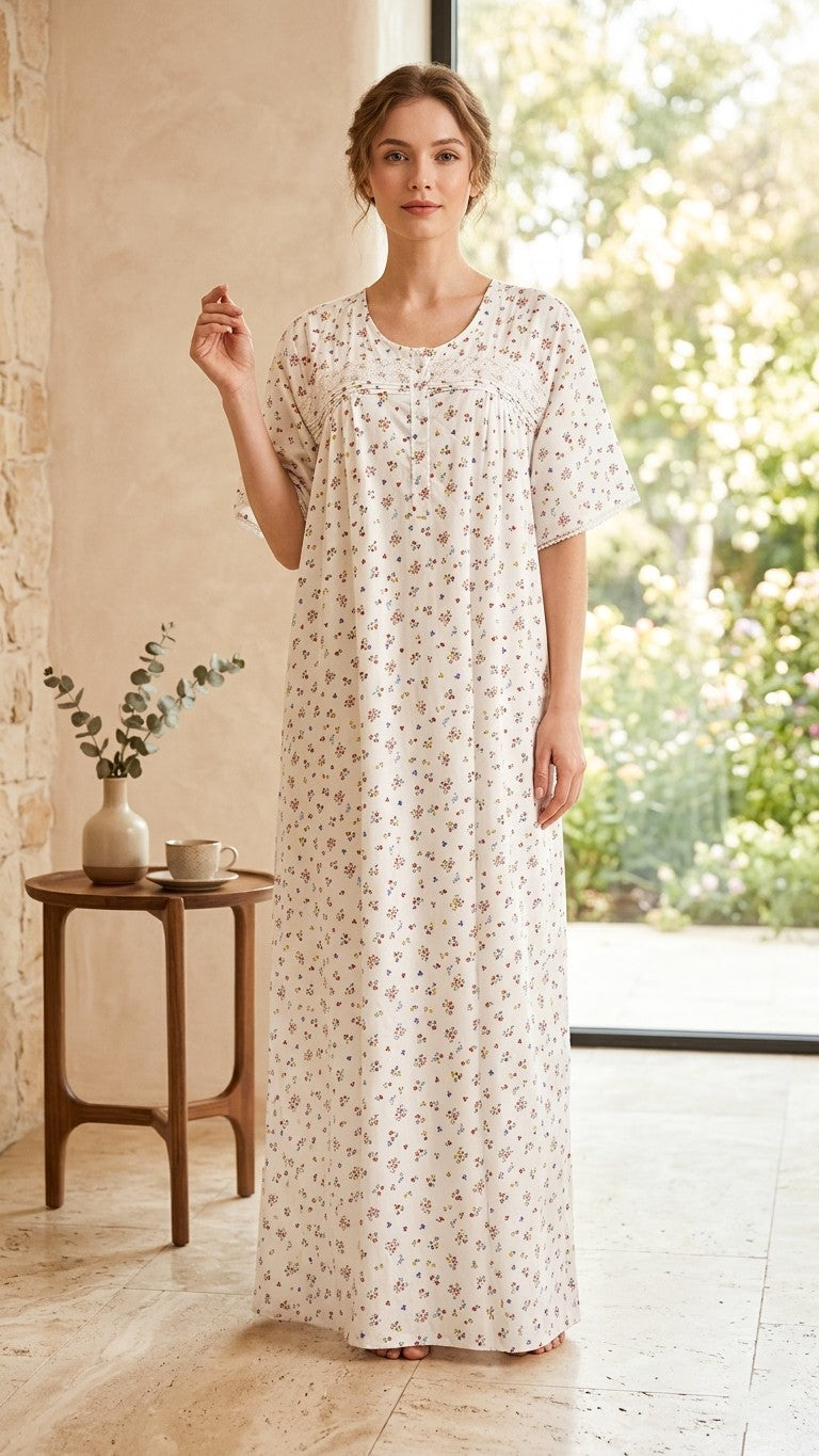 Half-sleeved dress in pure cotton 26-08-A-3