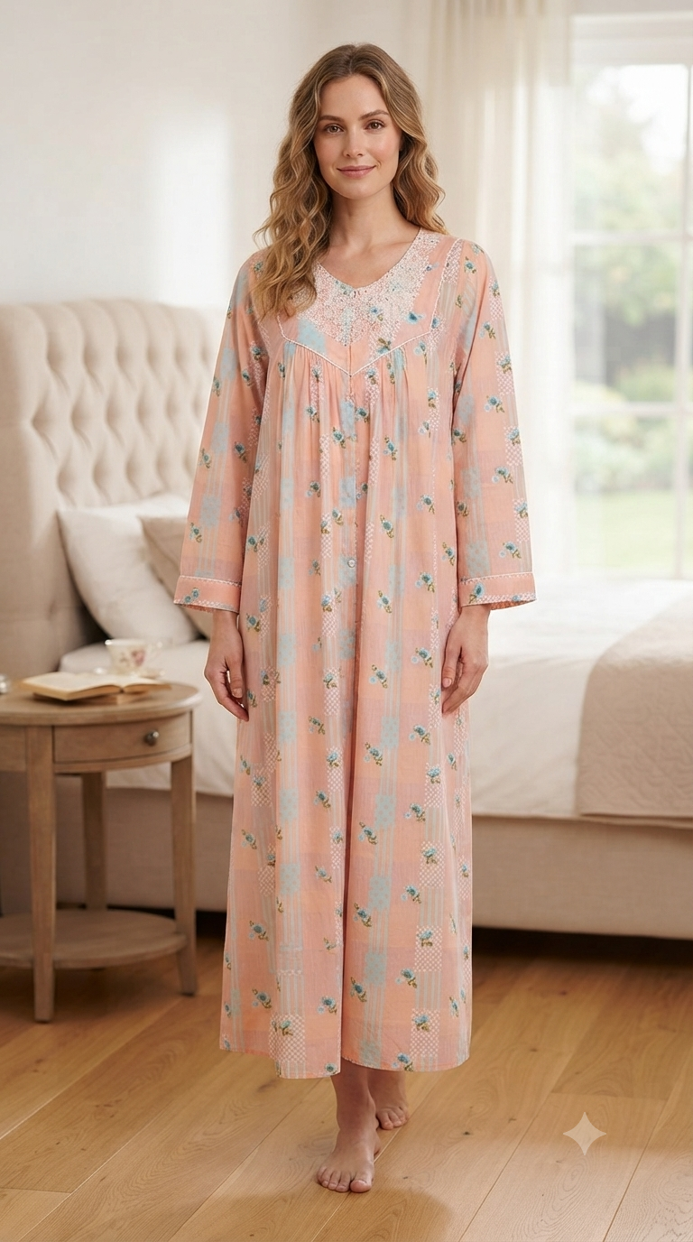 Women's long-sleeved cotton dress with zipper 25-28-B-1