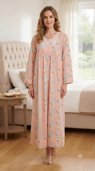 Women's long-sleeved cotton dress with zipper 25-28-B-1